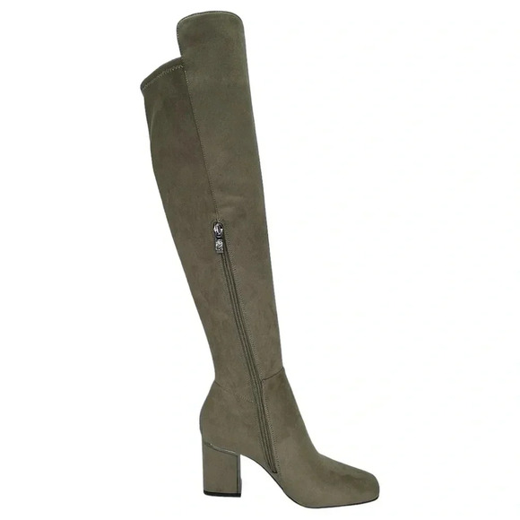 DKNY Cilli Womens OTK Stretch Microsuede Light Military Green Boots Size 5M - Picture 5 of 16